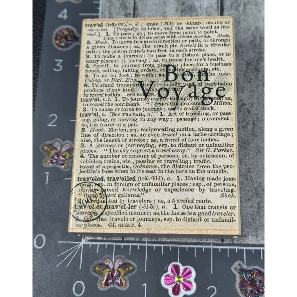 Hero Arts Bon Voyage G2701 Definition Background Rubber Stamp Wood #J24
